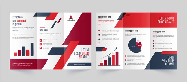 Voor- en achterkant Page View of Business Tri-Fold Brochure, Model — Stockvector