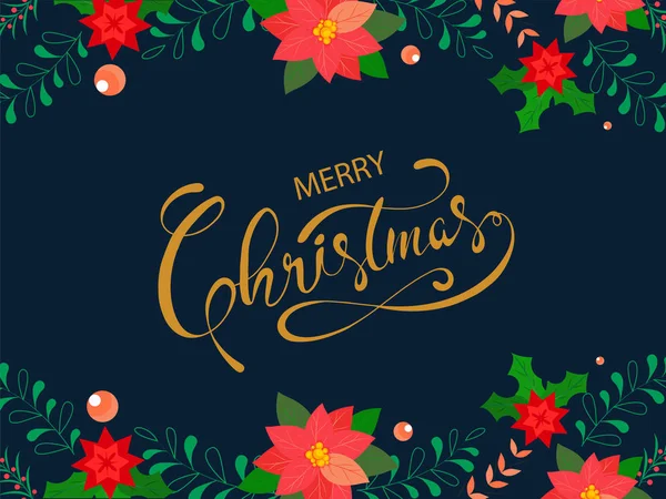 Merry Christmas Felicitări Design decorat cu Poinsettia F — Vector de stoc