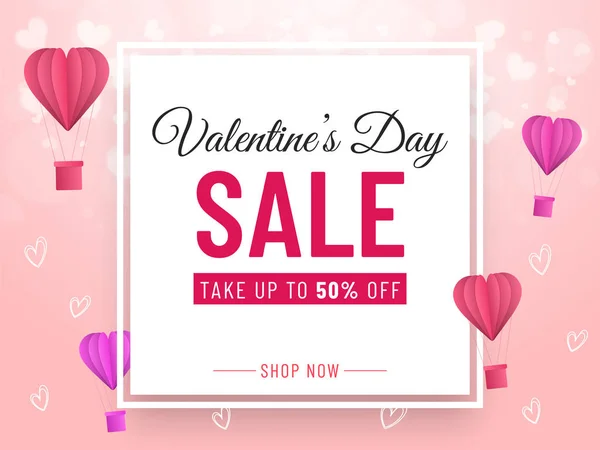 Valentine's Day Sale Banner Design with 50% Discount Offer, Pape — Stock Vector