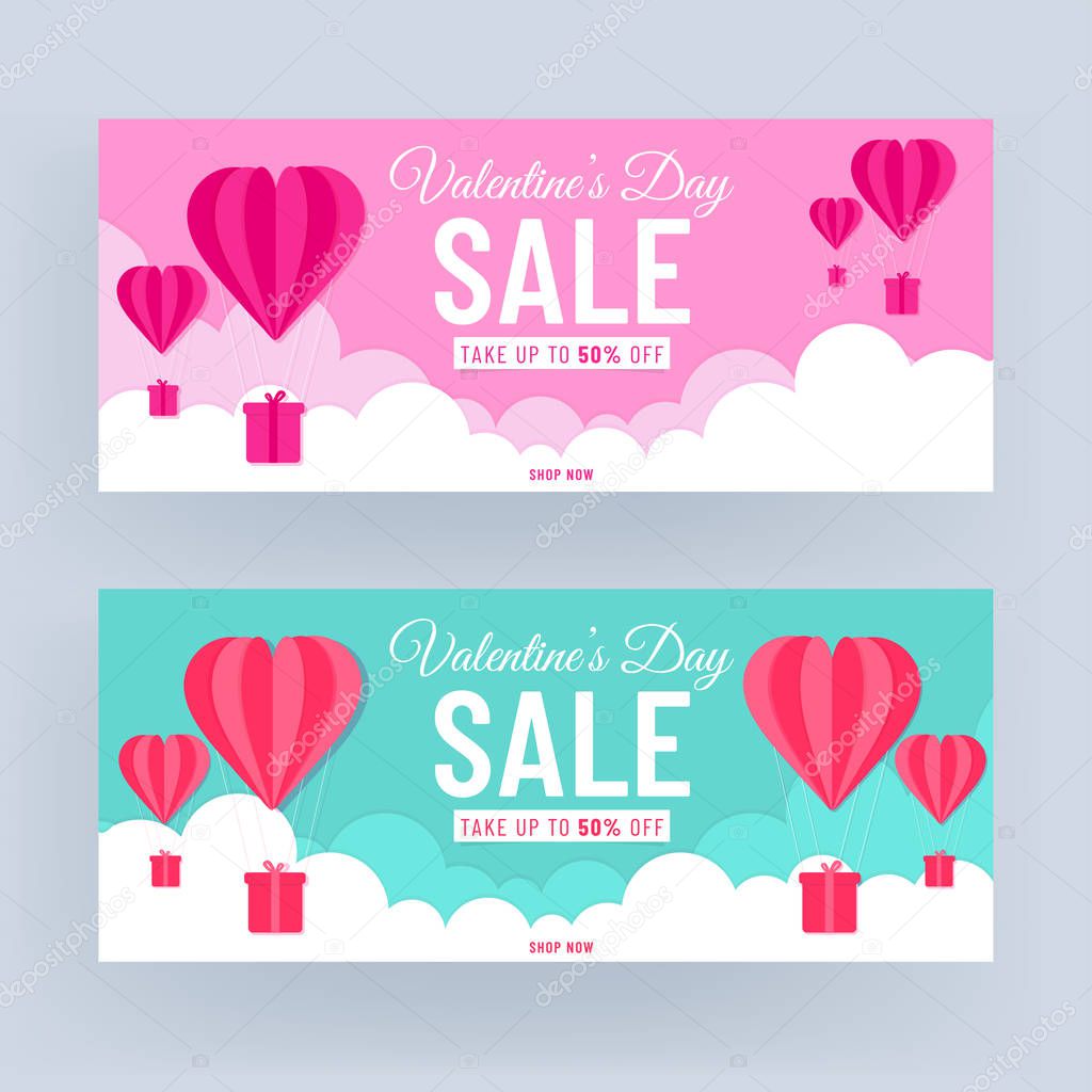 Pink and Turquoise Header or Banner Design with 50% Discount Off