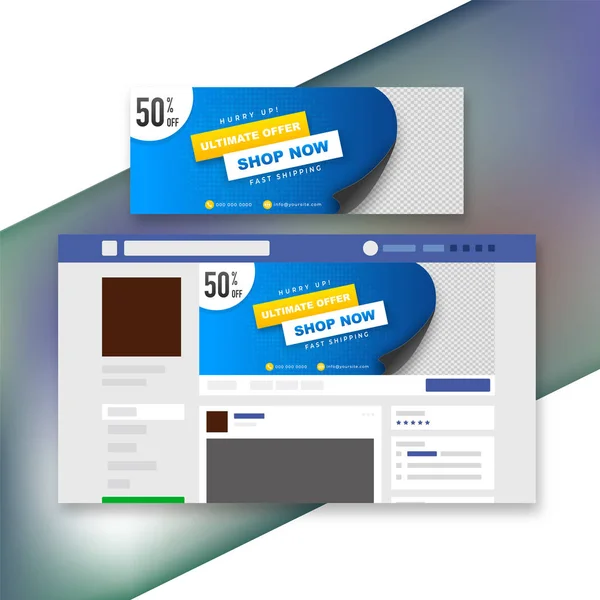 Website-Schnittstelle Header-Design mit 50% Rabatt Angebot zum Verkauf — Stockvektor