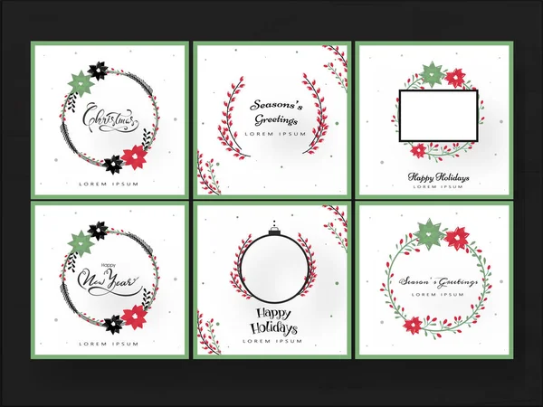 Set de carte de vœux ou poster avec cadre floral pour Chri — Image vectorielle