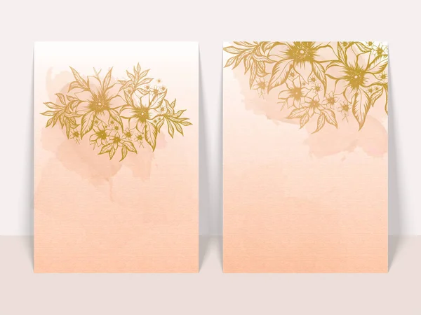 Σκιτσάροντας Λουλούδια και Φύλλα Διακοσμημένα σε Pastel ροζ χαρτί Κείμενο — Διανυσματικό Αρχείο