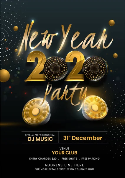 Advertising Template or Flyer Design with Golden New Year Party — Stock Vector