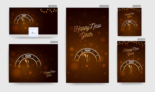 Happy New Year 2020 Celebration Banner or Poster and Template De — Stock Vector