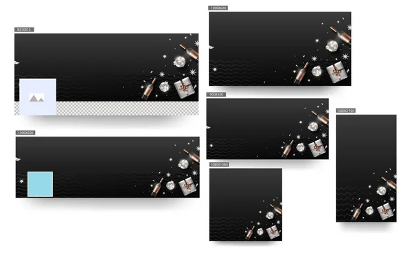 Black Header or Banner, Post and Template Design Decorated with — Stock Vector
