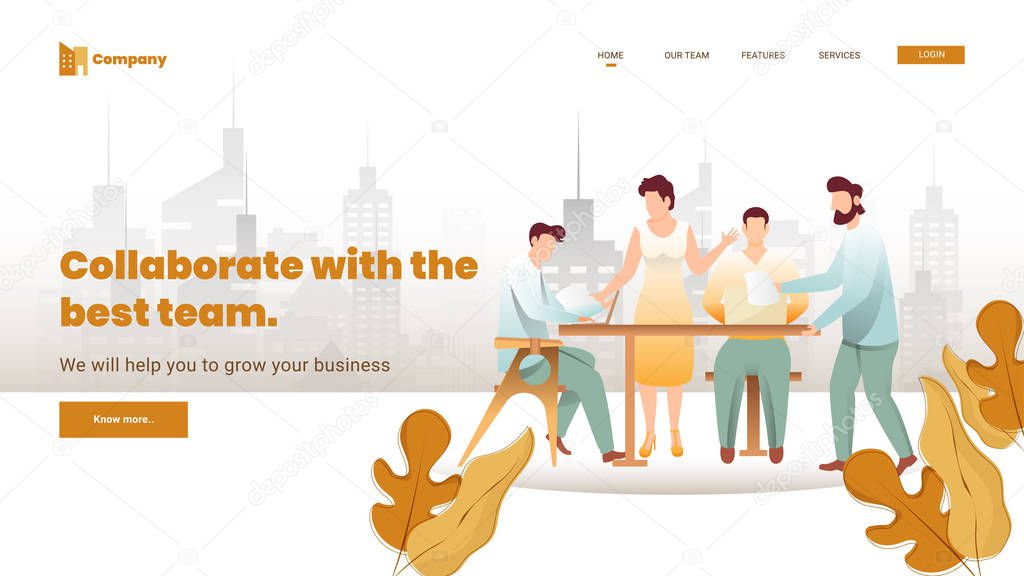 Collaborate with the best team concept based landing page design