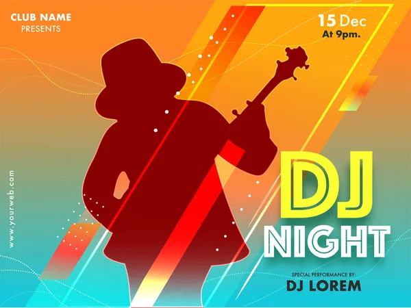 Convite Noite DJ, Cartaz ou Flyer Design com Silhouette Guy —  Vetores de Stock