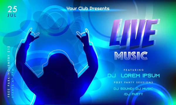 Live Music Invitation, Banner of Flyer Design met Silhouette Da — Stockvector
