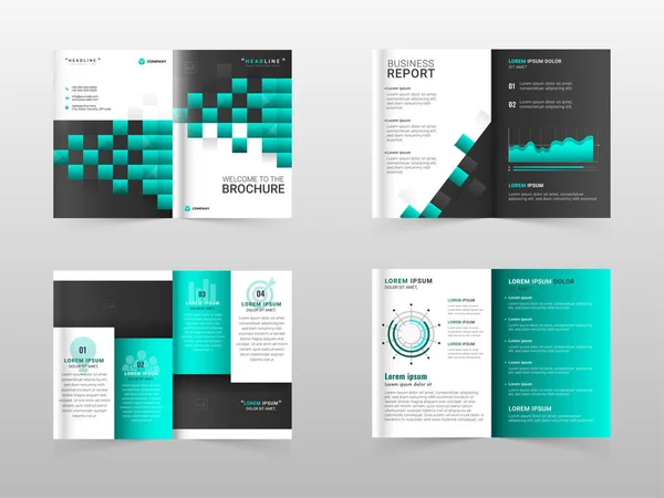Bi-Fold Brochure Template or Annual Report Set for Business Conc — Stockový vektor