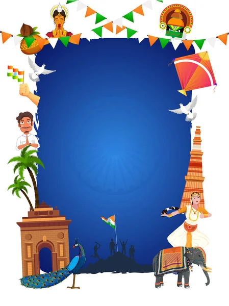 India Famous Monuments with Indian People doing Namaste (Greetin — Stockvector