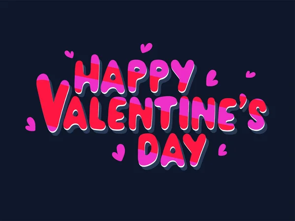 Rouge et rose Happy Valentine's Day Text avec minuscules coeurs sur bleu — Image vectorielle