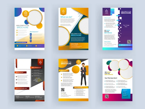 Page de couverture de modèle de brochure modifiable, ensemble de dépliant pour Busi — Image vectorielle