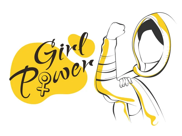 Mujer fuerte sin rostro en estilo de boceto para niñas Power Concept — Vector de stock