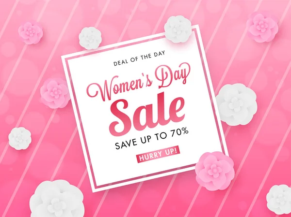 Γυναικεία Ημέρα Πώληση Αφίσα Σχεδιασμός με έκπτωση 70% Προσφορά και Flowe — Διανυσματικό Αρχείο