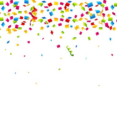 Renkli Konfeti Beyaz Arkaplana Düştü.