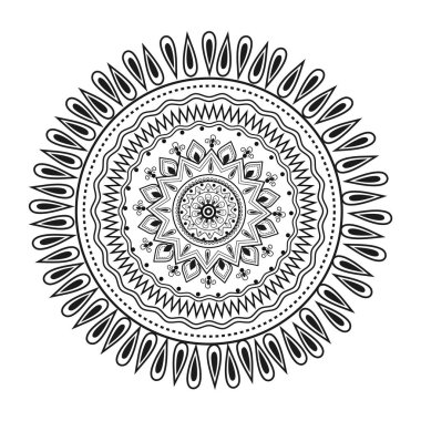 Çizgi Sanatında Etnik Mandala Deseni Tasarımı.
