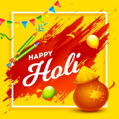 Kuru Renk, Balonlar, Renkli Çamur Saksısı ile Mutlu Holi Metinleri 