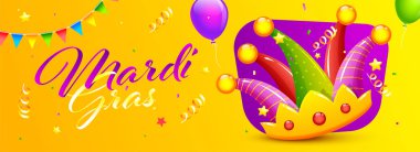 Renkli Soytarı Şapkası, Balon ve Konfeti ile Mardi Gras Fontu 