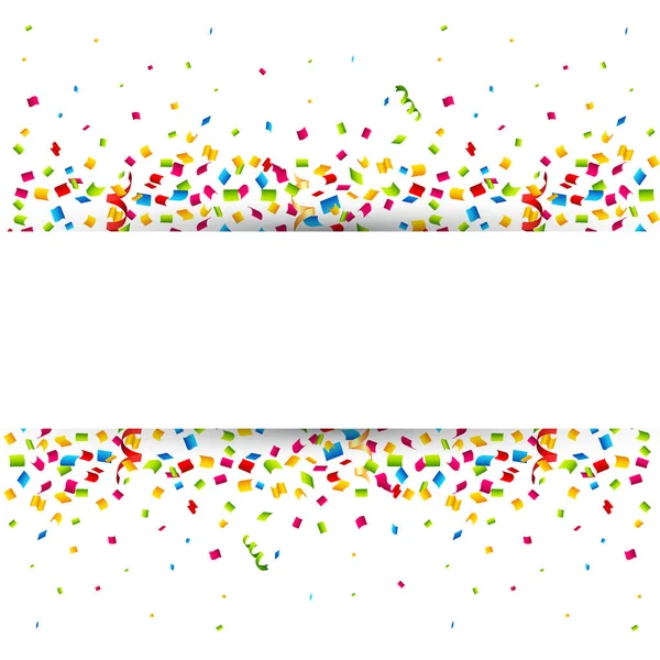 Confetti colorido decorado sobre fondo blanco con espacio para T — Vector de stock