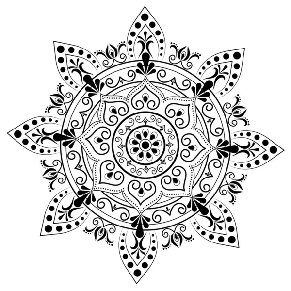 Ethnic Mandala Bohemian Pattern in Line Art. — 스톡 벡터