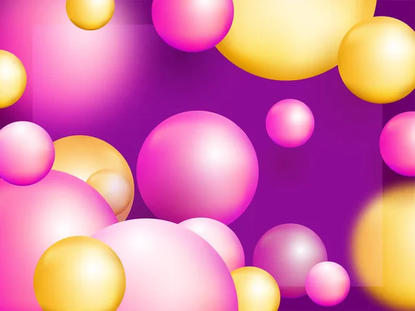 Yellow and Pink 3D Abstract bubbles or geometric balls decorated — 스톡 벡터