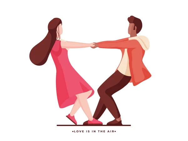 Danza de pareja joven moderna sin rostro con las manos en blanco B — Vector de stock