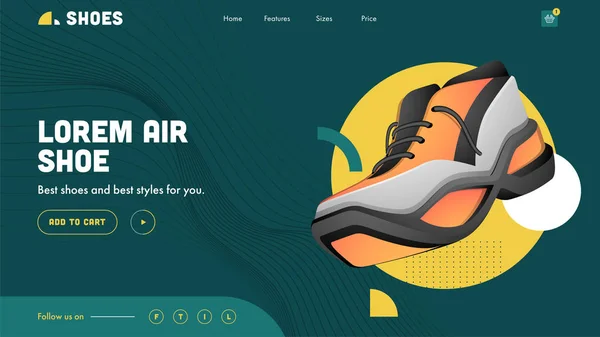 Chaussures Air Landing Page Design en Vague Abstraite Rayé Vert Bac — Image vectorielle