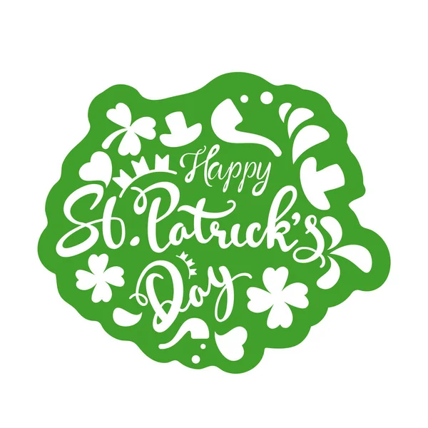 Sticker Vert Style St. Patrick's Day Font avec chapeau de lutin , — Image vectorielle