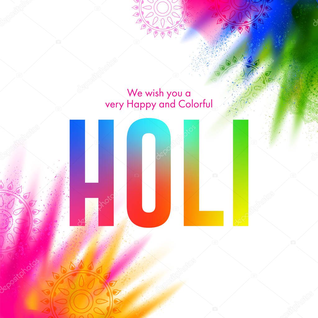Gradient Holi Text with Given Message as We Wish You A Very Happ