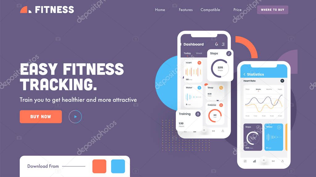 Landing Page or Hero Shot Image with Easy Fitness Tracking App i