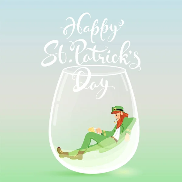 Bonne St. Patrick's Day Police avec lutin ivre homme dans un drin — Image vectorielle