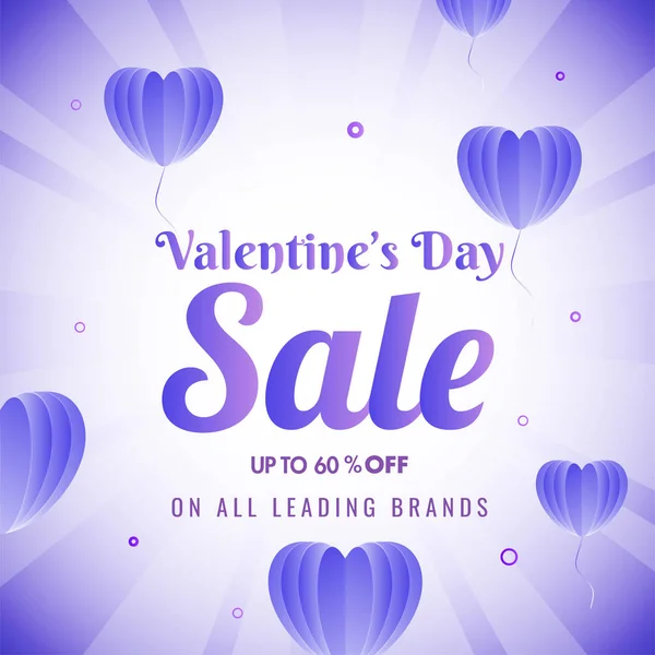 Vente de la Saint-Valentin Poster Design avec 60 % Offre de réduction et P — Image vectorielle