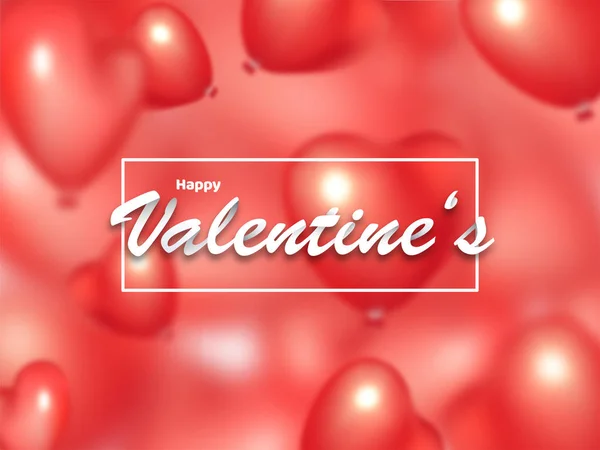 Happy Valentine 's Font in Paper Cut on Realistic Glossy Red Hear — Vetor de Stock