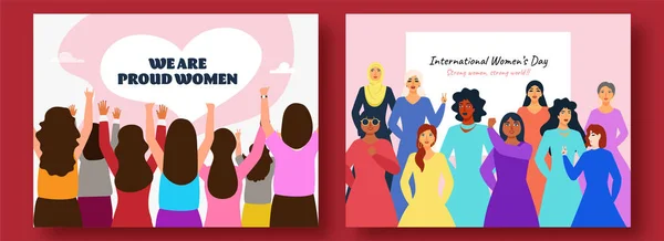Ženská komunita říká Inspire Slogan Jsme hrdí ženy a St — Stockový vektor