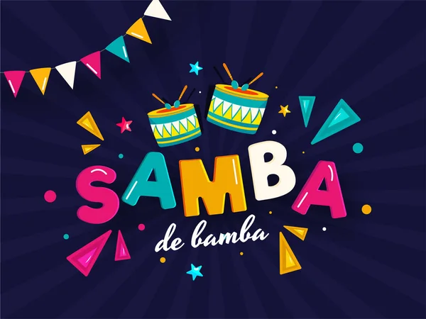 Samba De Bamba κείμενο με Drum Instrument, Γεωμετρικά στοιχεία και — Διανυσματικό Αρχείο