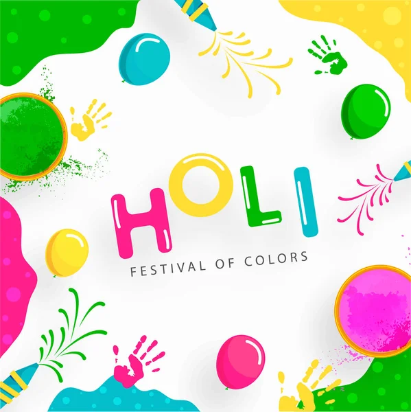 Holi Festival de Colores Celebración fondo decorado con Co — Vector de stock