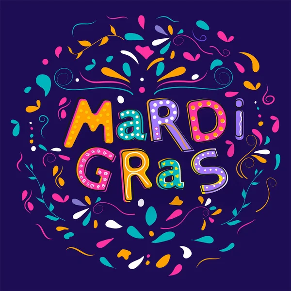 Creative Stylish Mardi Gras színes dróval díszített szöveg — Stock Vector
