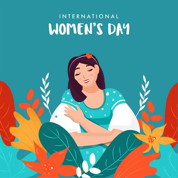 International Women's Day Poster Design with Young Girl Characte — стоковий вектор