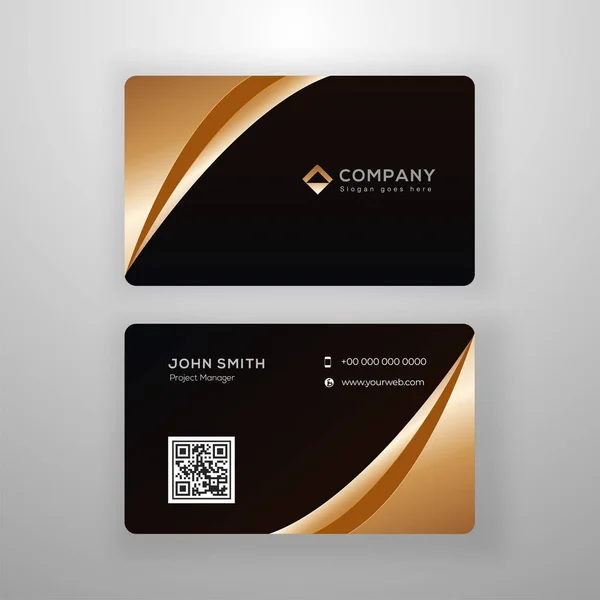 Cartão comercial corporativo ou design de cartão de visita em dourado e br — Vetor de Stock