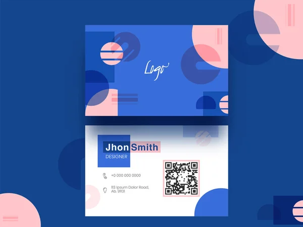 Blue and white business card or visiting card design with abstra — 스톡 벡터