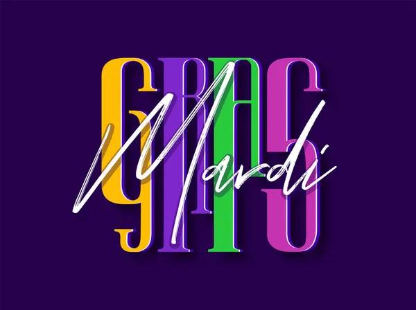 Colorido Mardi Gras Font em fundo roxo . —  Vetores de Stock