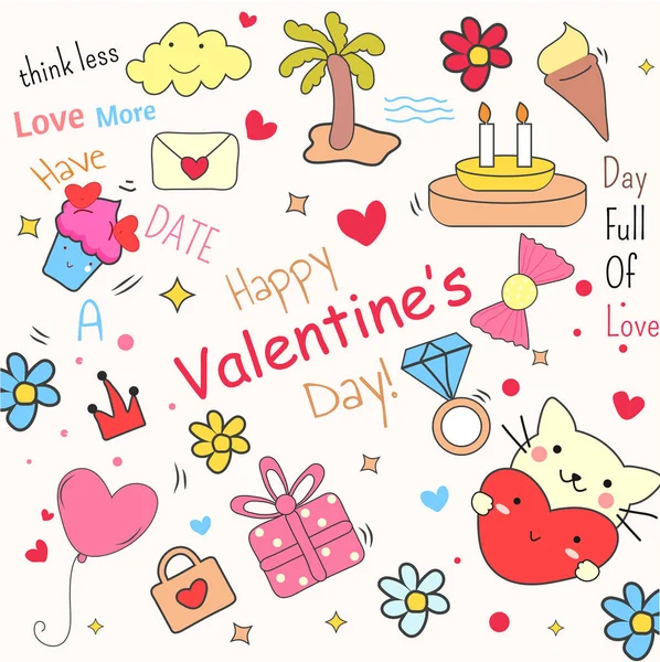 Valentinstag oder Liebessammlung Elemente mit gegebenen unterschiedlichen — Stockvektor