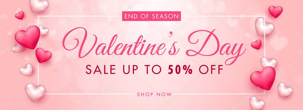 UP TO 50% Off for Valentine's Day Sale Header or Banner Design D