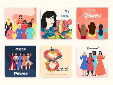 Modern Genç Kızlar Char 'la Mutlu Kadınlar Günü Poster Tasarımı