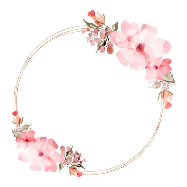 Efeito de aquarela Flores de cereja decoradas forma circular Fama o —  Vetores de Stock