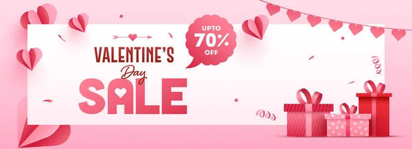 Valentine's Day Sale En-tête ou conception de bannière avec 70 % de réduction O — Image vectorielle