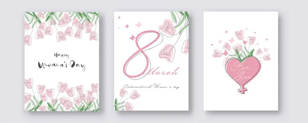 8 March, Happy Women's Day Template Design Decorated with Doodle — ストックベクタ