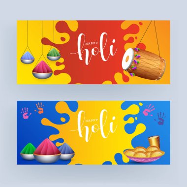 Dholak, Color Bowl, Thandai Glass ve Indi ile Mutlu Holi Metinleri