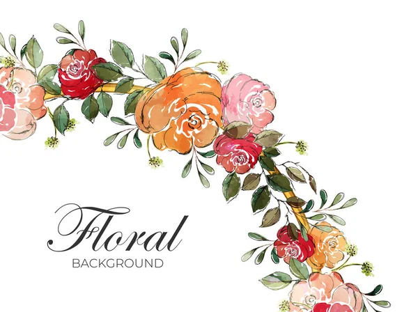Floral Background with Tree Branch Decorated Rose Flowers and Le — ストックベクタ